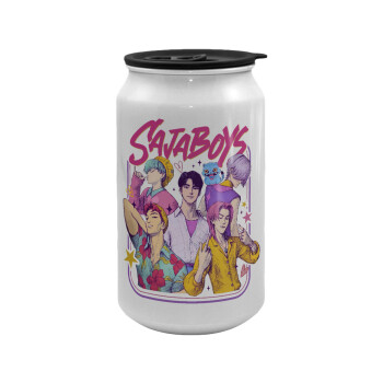 Huntrix Saja Boys, Κούπα ταξιδιού μεταλλική με καπάκι (tin-can) 500ml