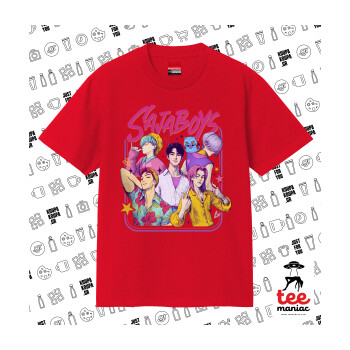 Huntrix Saja Boys, Κλασικό T-Shirt, διπλής ραφής, χωρίς πλευρικές ραφές ΚΟΚΚΙΝΟ από 100% βαμβάκι. Vegan & OEKO-TEX πιστοποιημένο.