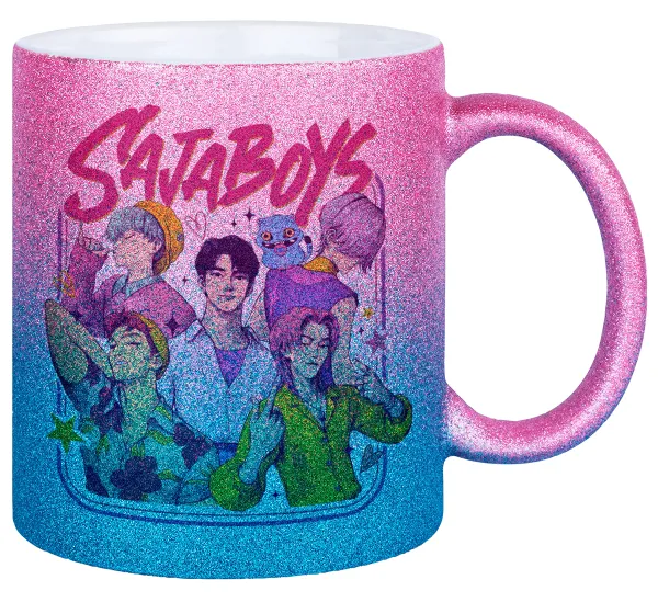 Huntrix Saja Boys — Κούπα Χρυσή/Μπλε Glitter, κεραμική, 330ml