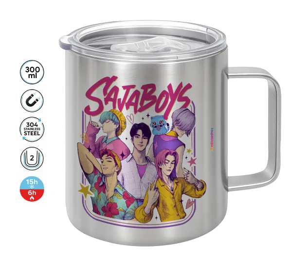 Huntrix Saja Boys — Double-walled stainless steel mug 300ml with temperature-retaining lid