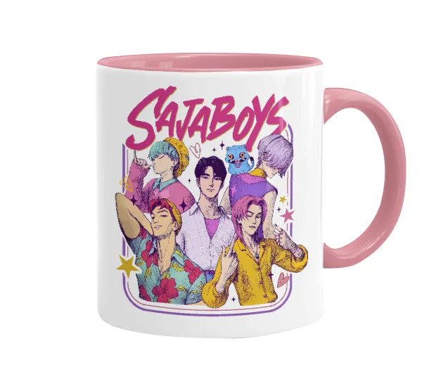 Huntrix Saja Boys — Κούπα χρωματιστή ροζ, κεραμική, 330ml