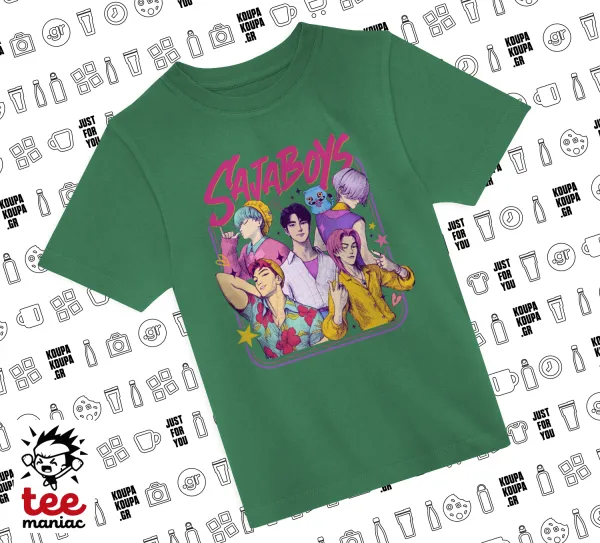 Huntrix Saja Boys — ΠΡΑΣΙΝΟ Άνετο παιδικό T-Shirt από 100% βαμβάκι, για κάθε μέρα. Vegan & OEKO-TEX πιστοποιημένο.
