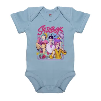 Huntrix Saja Boys, Βρεφικό φορμάκι μωρού, 0-18 μηνών, Μπλε, 100% Organic Cotton, κοντομάνικο