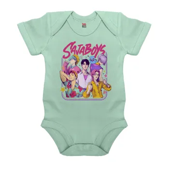 Huntrix Saja Boys, Βρεφικό φορμάκι μωρού, 0-18 μηνών, mint (Μέντα), 100% Organic Cotton, κοντομάνικο