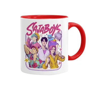 Huntrix Saja Boys, Κούπα χρωματιστή κόκκινη, κεραμική, 330ml