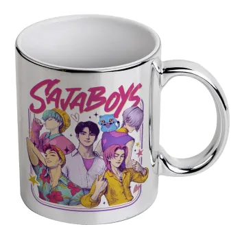 Huntrix Saja Boys, Κούπα κεραμική, ασημένια καθρέπτης, 330ml