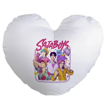 Huntrix Saja Boys, Μαξιλάρι καναπέ καρδιά 40x40cm περιέχεται το  γέμισμα