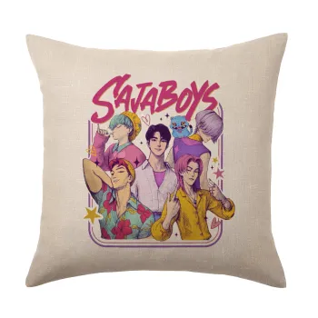 Huntrix Saja Boys, Μαξιλάρι καναπέ ΛΙΝΟ 40x40cm περιέχεται το  γέμισμα
