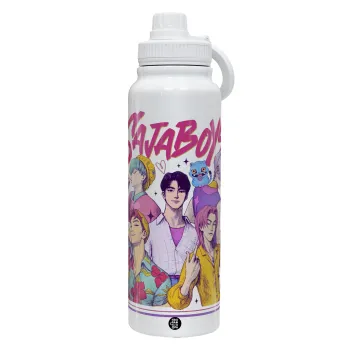 Huntrix Saja Boys, Θερμός 1L Ανοξείδωτο με Βάση Κινητού & Διπλά Τοιχώματα