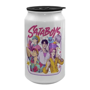 Huntrix Saja Boys, Κούπα ταξιδιού μεταλλική με καπάκι (tin-can) 500ml