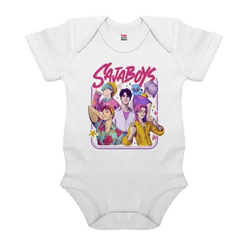 Huntrix Saja Boys, Βρεφικό φορμάκι μωρού, 0-24 μηνών, ΛΕΥΚΟ, 100% Organic Cotton, κοντομάνικο