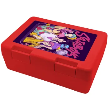 Huntrix Saja Boys, Παιδικό δοχείο κολατσιού ΚΟΚΚΙΝΟ 185x128x65mm (BPA free πλαστικό)