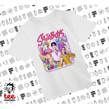 Huntrix Saja Boys, Άνετο παιδικό T-Shirt ΛΕΥΚΟ από 100% βαμβάκι, για κάθε μέρα. Vegan & OEKO-TEX πιστοποιημένο.