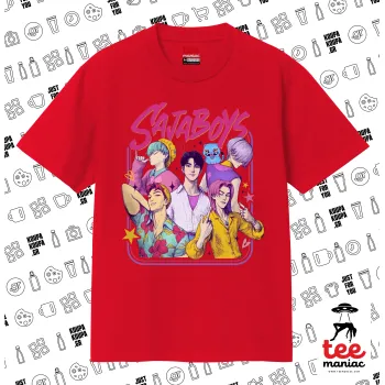 Huntrix Saja Boys, Κλασικό T-Shirt, διπλής ραφής, χωρίς πλευρικές ραφές ΚΟΚΚΙΝΟ από 100% βαμβάκι. Vegan & OEKO-TEX πιστοποιημένο.