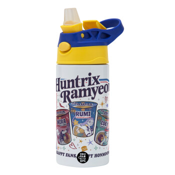 Ramyeon Huntrix, Παιδικό παγούρι θερμό, ανοξείδωτο, με καλαμάκι ασφαλείας, πράσινο/μπλε (360ml) BPA FREE