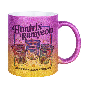 Ramyeon Huntrix, Κούπα Χρυσή/Ροζ Glitter, κεραμική, 330ml