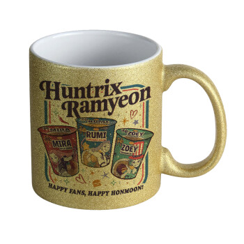 Ramyeon Huntrix, Κούπα Χρυσή Glitter που γυαλίζει, κεραμική, 330ml