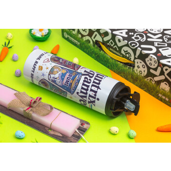 Ramyeon Huntrix, Πασχαλινή Λαμπάδα με Travel Tumbler θερμό με διπλό καπάκι (600ml, BPA free) & κερί αρωματικό πλακέ (30cm) (ΡΟΖ)