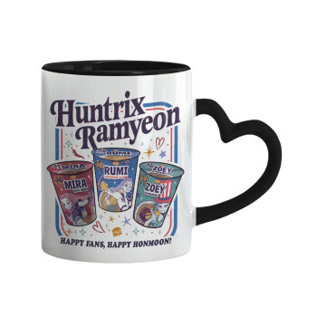 Ramyeon Huntrix, Κούπα καρδιά χερούλι μαύρη, κεραμική, 330ml
