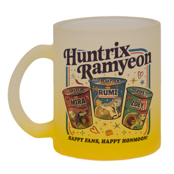 Ramyeon Huntrix, Κούπα γυάλινη δίχρωμη με βάση το κίτρινο ματ, 330ml