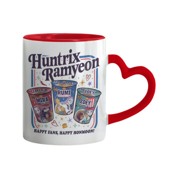 Ramyeon Huntrix, Κούπα καρδιά χερούλι κόκκινη, κεραμική, 330ml