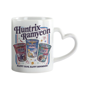 Ramyeon Huntrix, Κούπα καρδιά χερούλι λευκή, κεραμική, 330ml