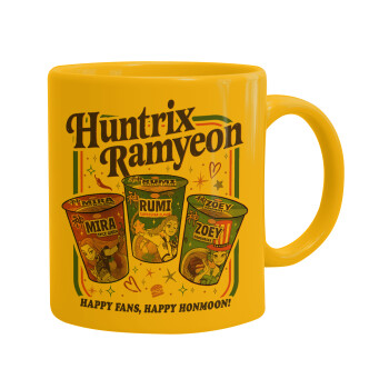 Ramyeon Huntrix, Κούπα, κεραμική κίτρινη, 330ml