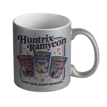 Ramyeon Huntrix, Κούπα Ασημένια Glitter που γυαλίζει, κεραμική, 330ml