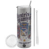 Tumbler stainless steel Silver 600ml, with metal straw & cleaning brush