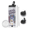 Travel Tumbler 2 Lids, with metal straw & cleaning brush (Stainless steel 304 Food grade, BPA free, 600ml)