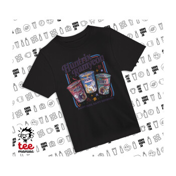 Ramyeon Huntrix, Άνετο παιδικό T-Shirt ΜΑΥΡΟ από 100% βαμβάκι, για κάθε μέρα. Vegan & OEKO-TEX πιστοποιημένο.