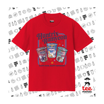 Ramyeon Huntrix, Κλασικό T-Shirt, διπλής ραφής, χωρίς πλευρικές ραφές ΚΟΚΚΙΝΟ από 100% βαμβάκι. Vegan & OEKO-TEX πιστοποιημένο.
