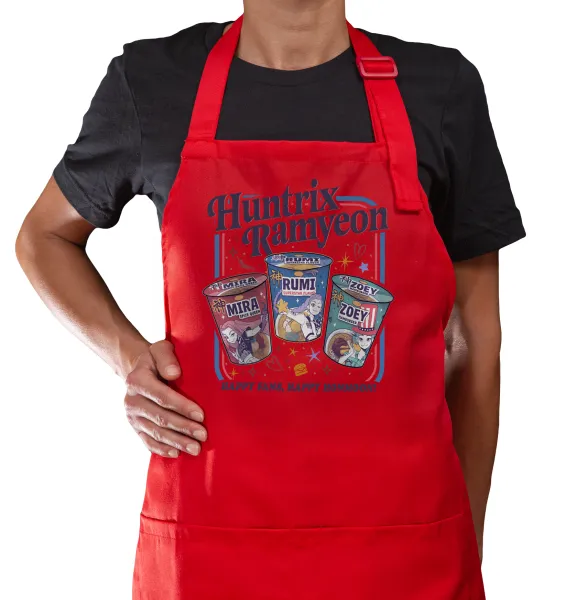 Ramyeon Huntrix — Red cooking apron with pockets (adult)