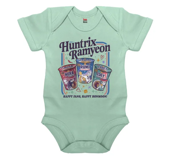 Ramyeon Huntrix — Βρεφικό φορμάκι μωρού, 0-18 μηνών, mint, 100% Organic Cotton, κοντομάνικο