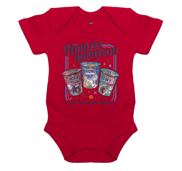 Ramyeon Huntrix — Βρεφικό φορμάκι μωρού,ΚΟΚΚΙΝΟ, 100% Organic Cotton, κοντομάνικο
