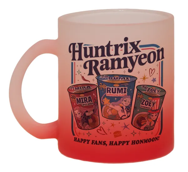 Ramyeon Huntrix — Κούπα γυάλινη δίχρωμη με βάση το κόκκινο ματ, 330ml