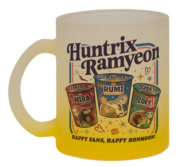 Ramyeon Huntrix — Κούπα γυάλινη δίχρωμη με βάση το κίτρινο ματ, 330ml