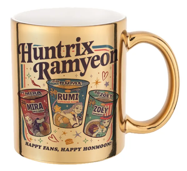 Ramyeon Huntrix — Mug ceramic, gold mirror, 330ml