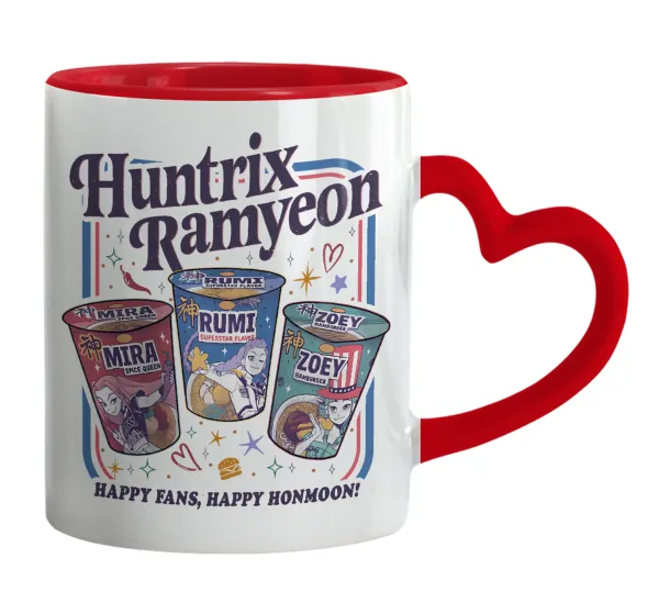 Ramyeon Huntrix — Κούπα καρδιά χερούλι κόκκινη, κεραμική, 330ml