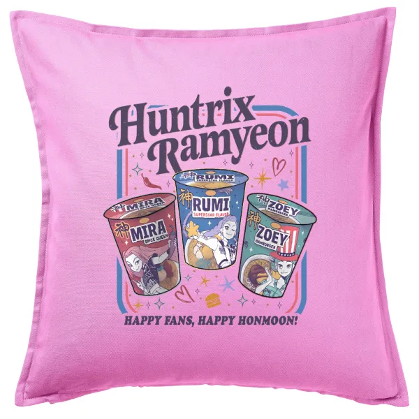 Ramyeon Huntrix — Μαξιλάρι καναπέ ΡΟΖ 100% βαμβάκι, περιέχεται το γέμισμα (50x50cm)