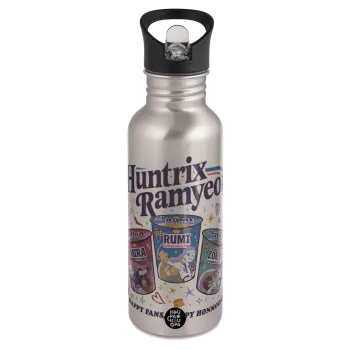 Ramyeon Huntrix, Water bottle Silver with straw, stainless steel 600ml