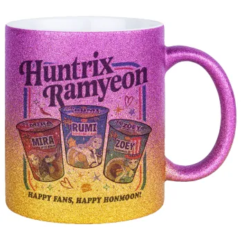 Ramyeon Huntrix, Κούπα Χρυσή/Ροζ Glitter, κεραμική, 330ml