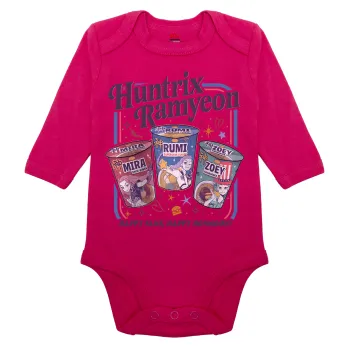 Ramyeon Huntrix, Μακρυμάνικο βρεφικό φορμάκι, 0-18 μηνών, ΡΟΖ, 100% Organic Cotton