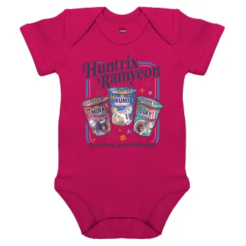 Ramyeon Huntrix, Βρεφικό φορμάκι μωρού, 0-18 μηνών, ΡΟΖ, 100% Organic Cotton, κοντομάνικο