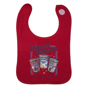 Ramyeon Huntrix, Σαλιάρα με Σκρατς Κόκκινη 100% Organic Cotton (0-18 months)