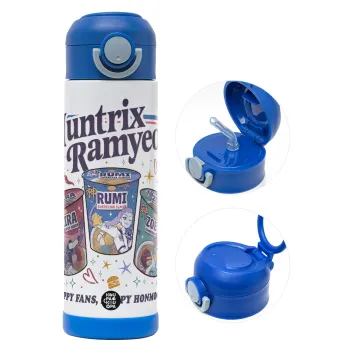 Ramyeon Huntrix, Παιδικό παγούρι θερμό, ανοξείδωτο, με καλαμάκι ασφαλείας, ΜΠΛΕ (500ml)