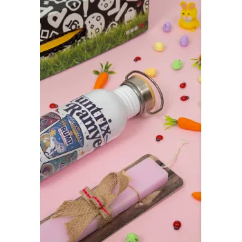 Ramyeon Huntrix, Πασχαλινή Λαμπάδα με παγούρι μεταλλικό (620ml, stainless steel) & κερί αρωματικό πλακέ (30cm) (ΡΟΖ)