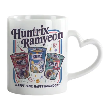 Ramyeon Huntrix, Κούπα καρδιά χερούλι λευκή, κεραμική, 330ml