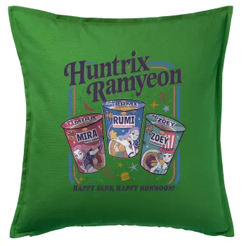 Ramyeon Huntrix, Μαξιλάρι καναπέ Πράσινο 100% βαμβάκι, περιέχεται το γέμισμα (50x50cm)