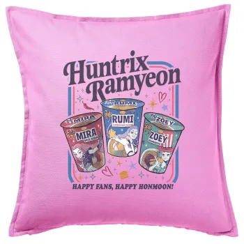 Ramyeon Huntrix, Μαξιλάρι καναπέ ΡΟΖ 100% βαμβάκι, περιέχεται το γέμισμα (50x50cm)